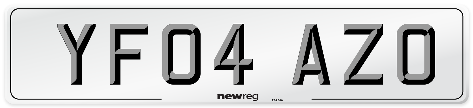 YF04 AZO Number Plate from New Reg